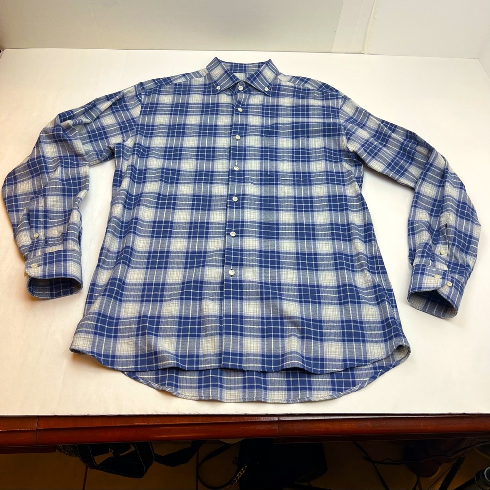 Miller Westby Blue White‎ Plaid Mens Size Medium Long Sleeve Button Front Shirt
